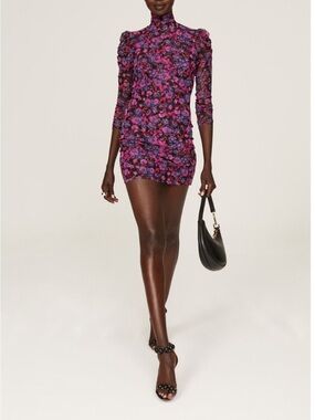 Misa Los Angeles Long-Sleeve Stormi Dress Size S Pink Floral Feminine Party